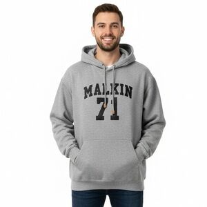 Malkin 71 Embroidered Gray Men's Hoodie